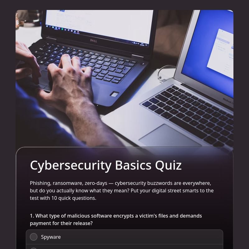 Cybersecurity Basics Quiz template preview - FormHug