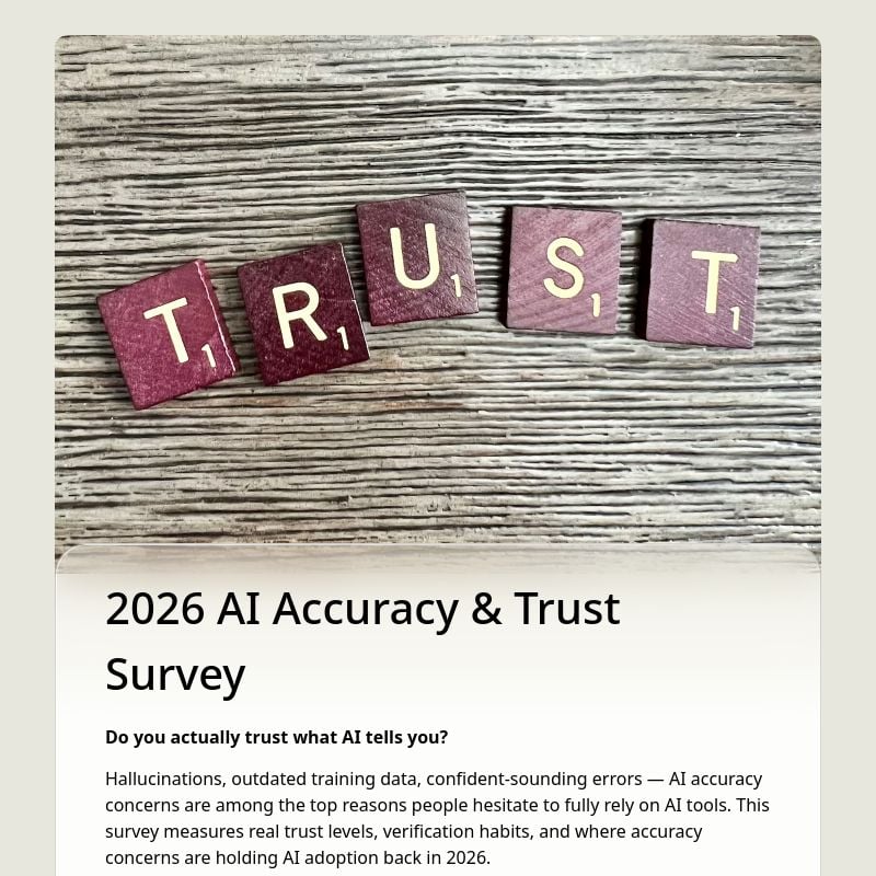 2026 AI Accuracy & Trust Survey template preview - FormHug
