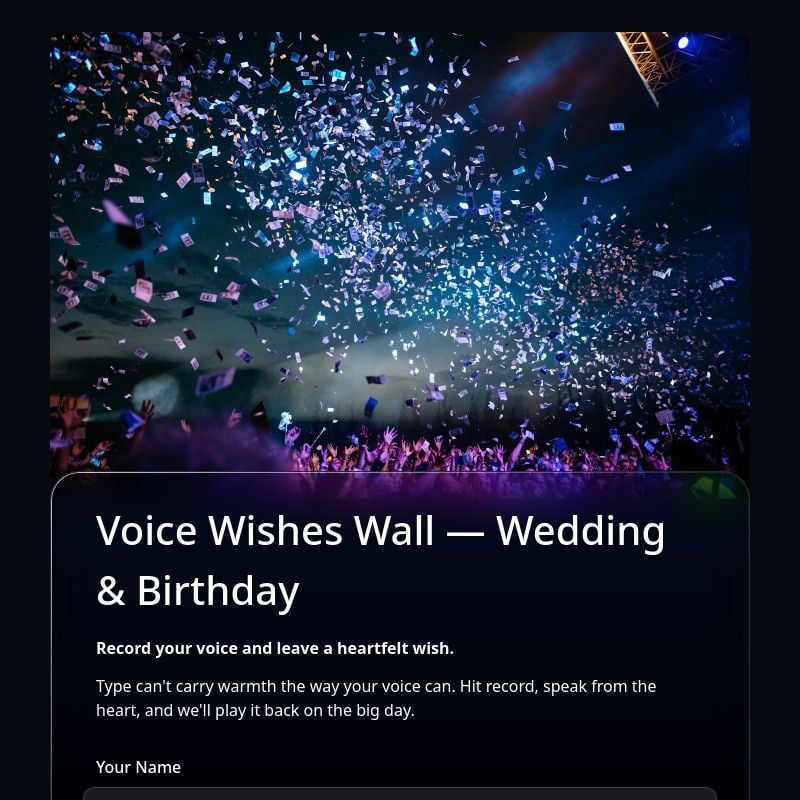 Voice Wishes Wall — Wedding & Birthday