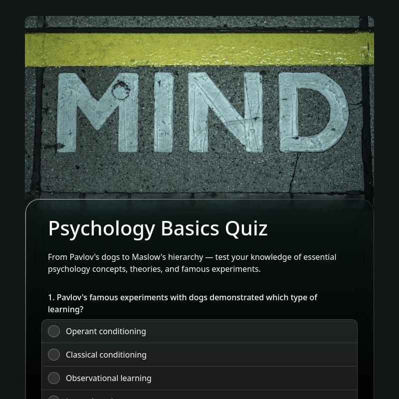 Psychology Basics Quiz template preview - FormHug
