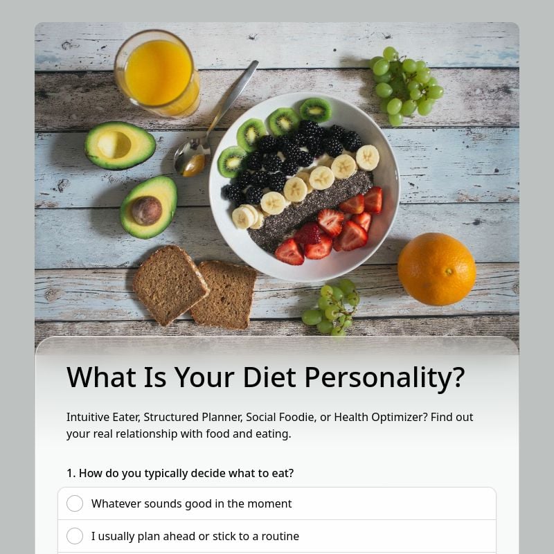 What Is Your Diet Personality? template preview - FormHug