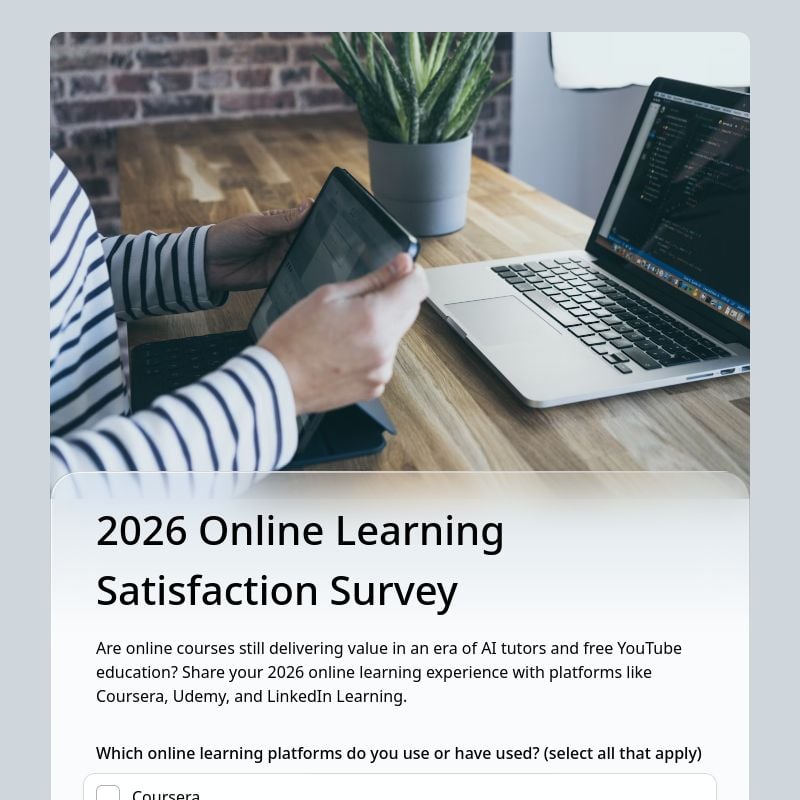 2026 Online Learning Satisfaction Survey template preview - FormHug