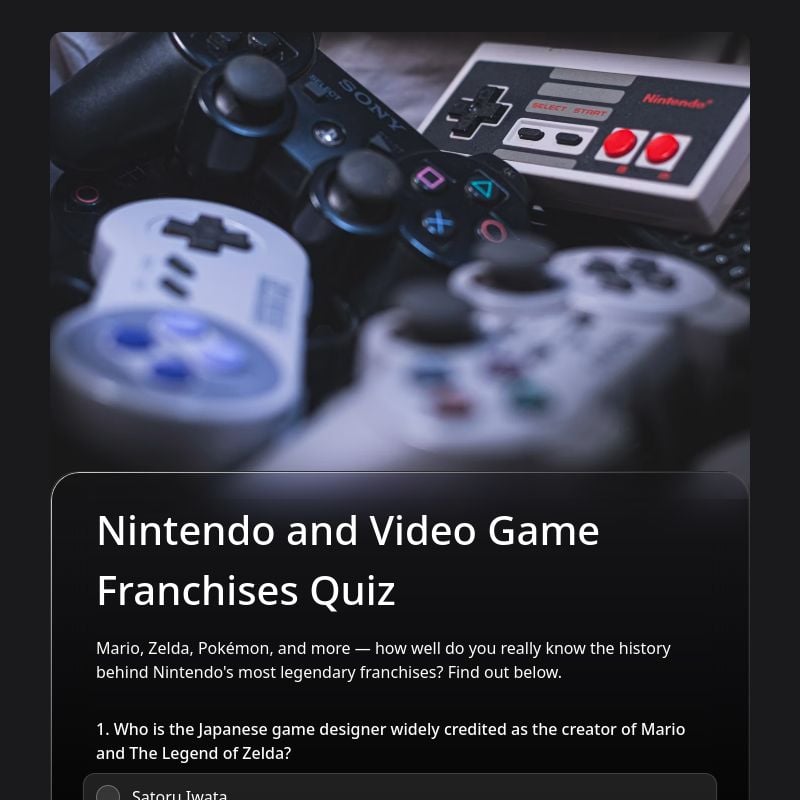 Nintendo and Video Game Franchises Quiz template preview - FormHug