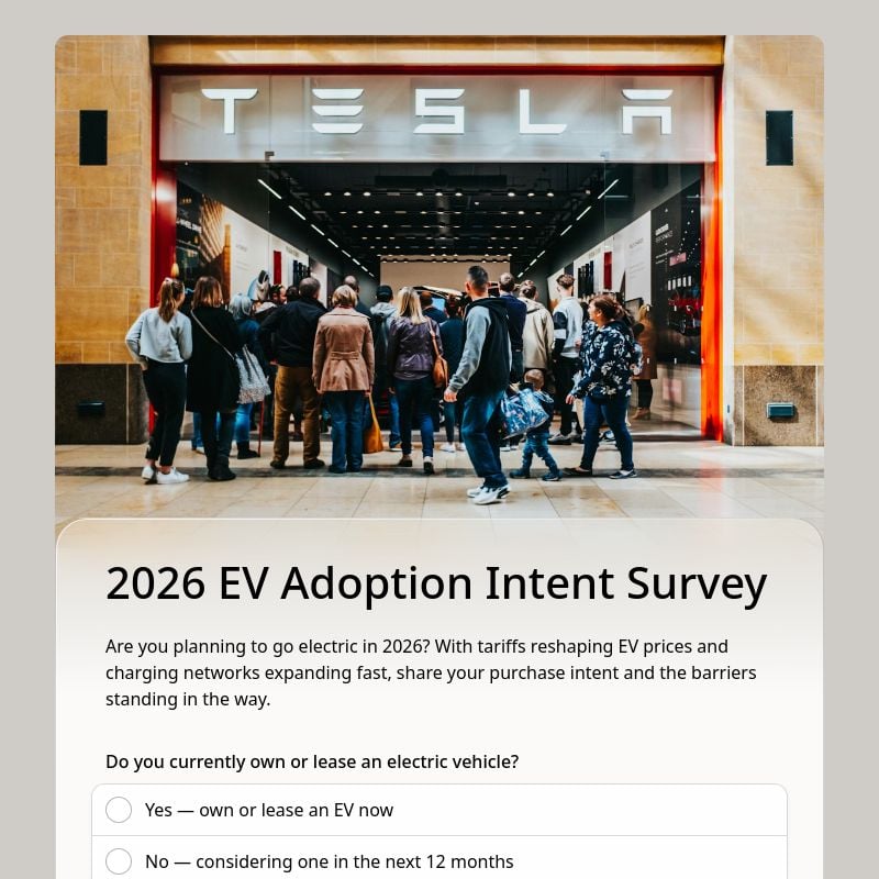2026 EV Adoption Intent Survey template preview - FormHug