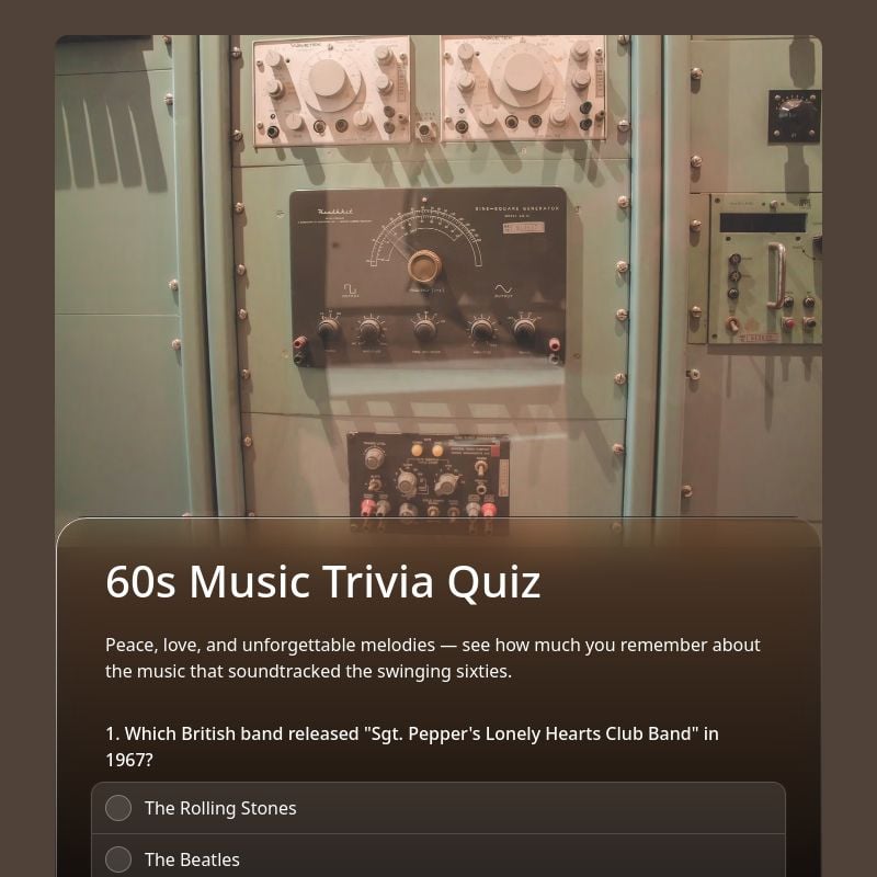 60s Music Trivia Quiz template preview - FormHug