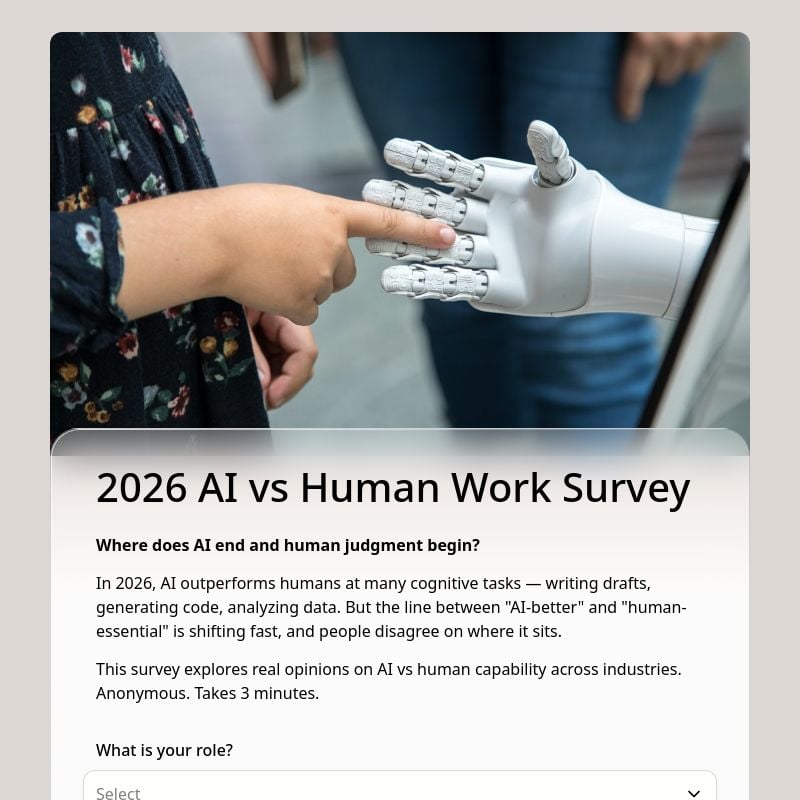 2026 AI vs Human Work Survey template preview - FormHug