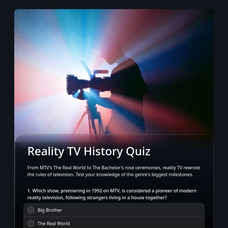 Reality TV History Quiz template preview - FormHug